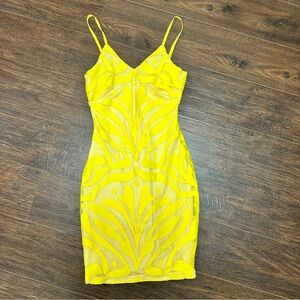 XTAREN YELLOW AND NUDE ADJUSTABLE STRAP DRESS